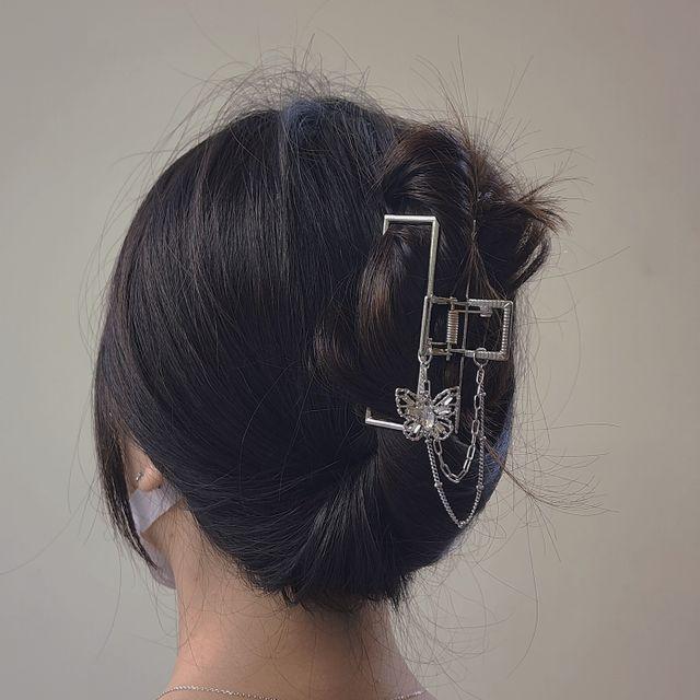 [자체제작/핸드메이드] 실버 체인 나비 드롭 집게핀 헤어핀 Y2K 헤어 집게삔 머리핀 올림머리 반묶음 반머리 여자친구선물 친구선물 우정템 인싸템 유니크 바렛