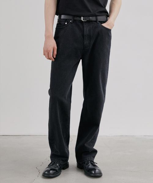 WIDE DENIM PANTS [WASHED BLACK]