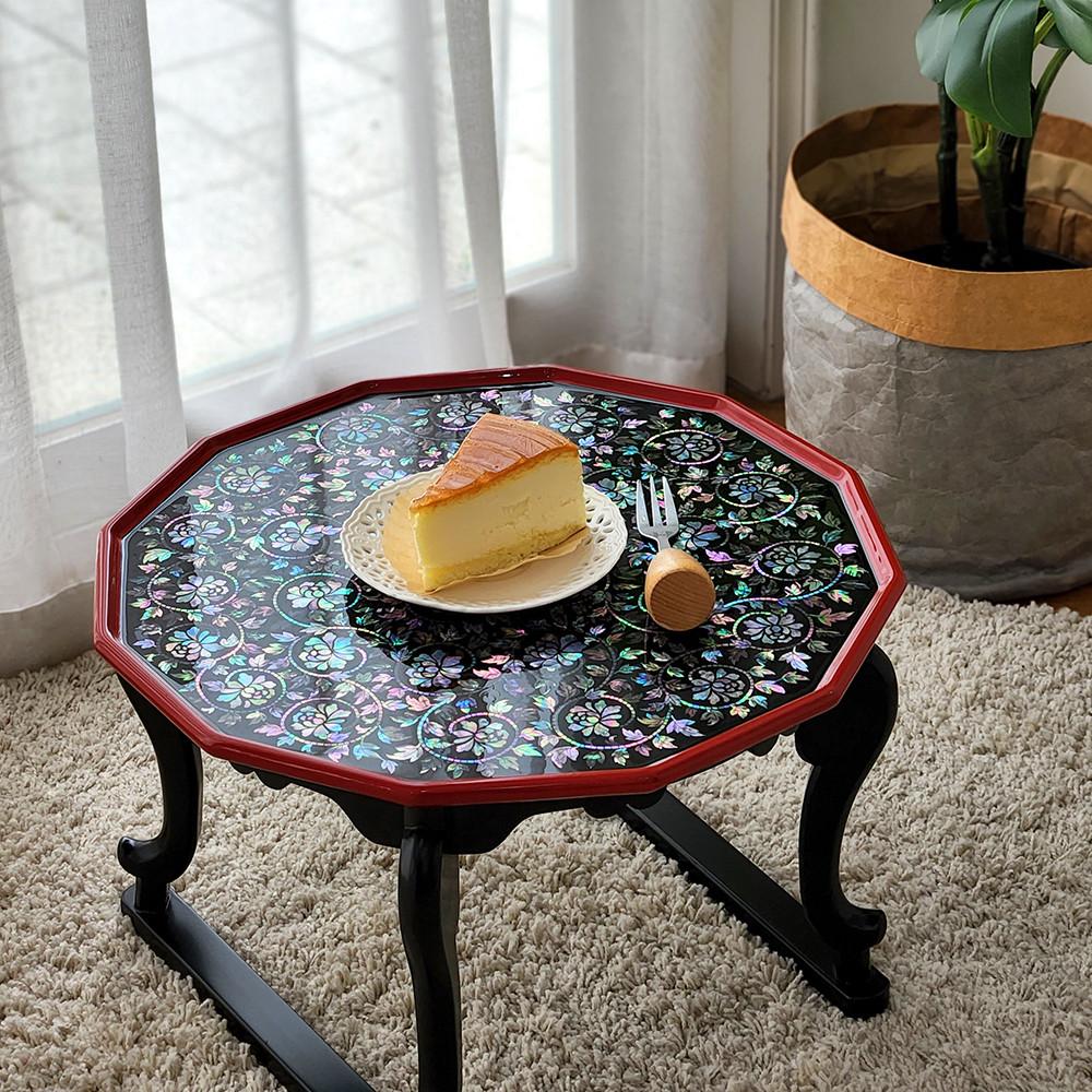 나빌레라 당초문 호족반 자개테이블 다용도상 다과상 칠장 이수자 박만기선생님 작품