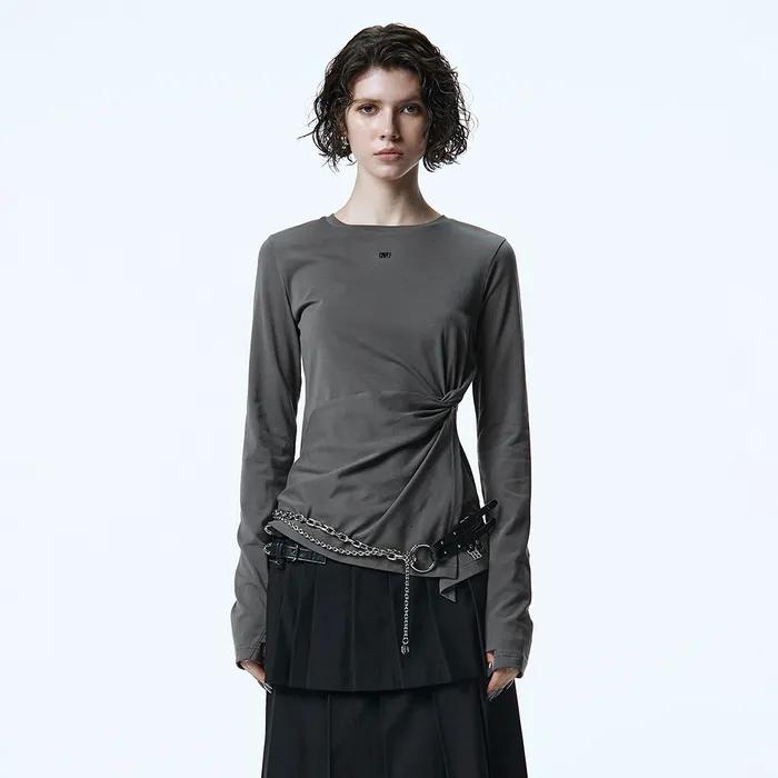 Twist Detail Long Sleeve [ Charcoal ]