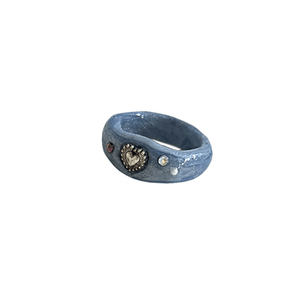 [vivifloring] antique heart ring_monoblue