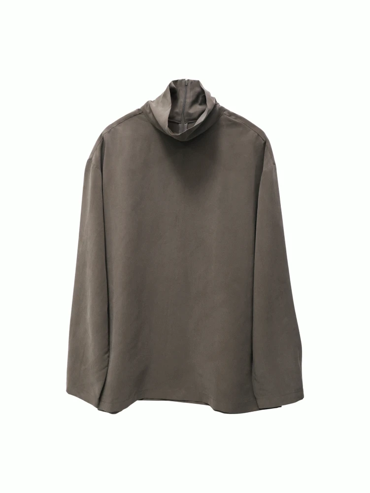 tencel high-neck blouse