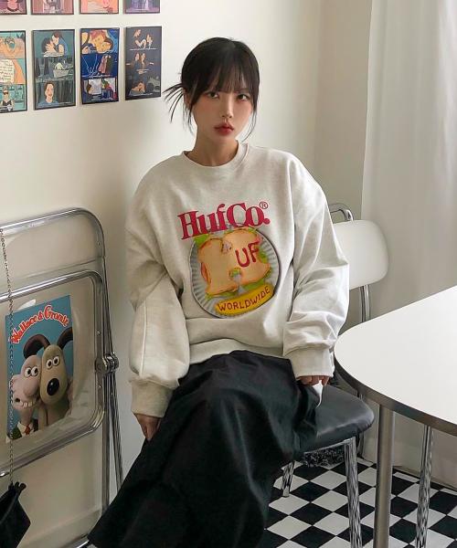 HUF SANDWICH CREWNECK [WHITE MELANGE]