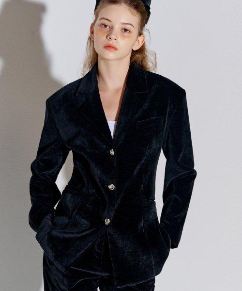 벨벳 테일러드 자켓 블랙