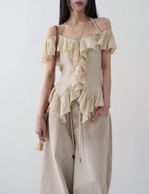 로웨어 corsage frill blouse