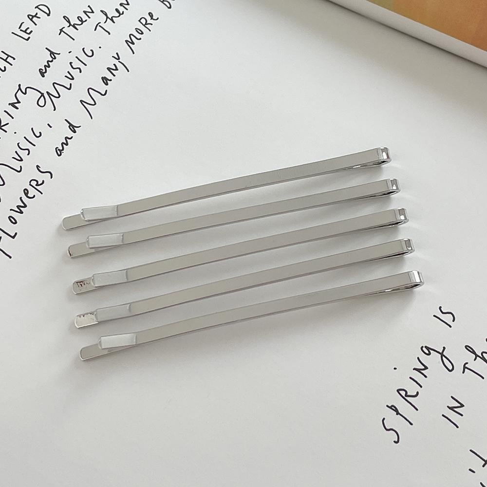 [5개set] 미니멀 옆머리 앞머리 심플 데일리 실버 헤어 실핀