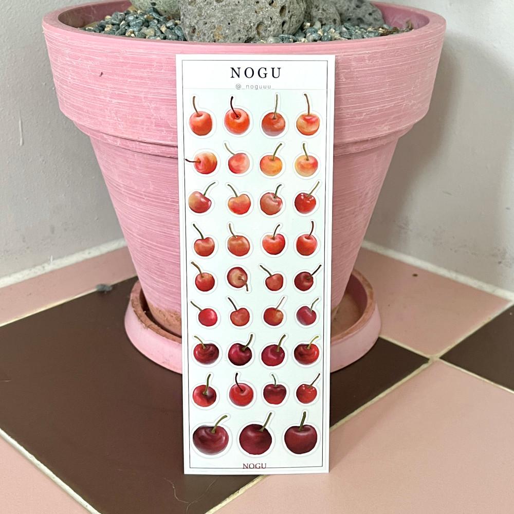 [NOGU노구] 유화 체리 투명 스티커