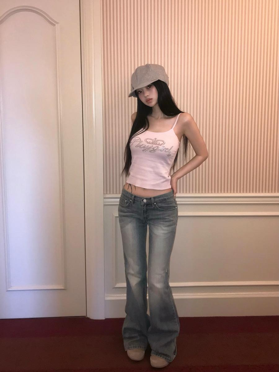 1154 pink stitch low denim pt