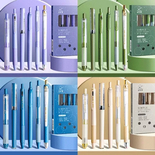 컬러풀 내추럴 0.5mm 볼펜 6종 세트 문구 학용품 필기구 학생 필기용 수업 학원 젤펜