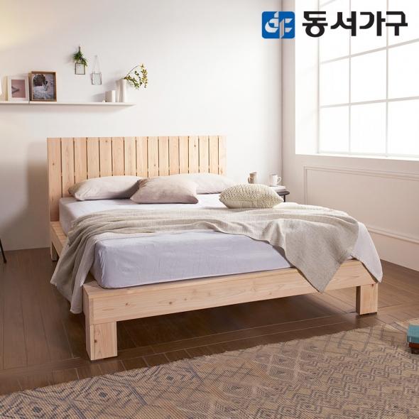 동서가구 숲 편백나무 100% 프레임 슬림헤드 원목 침대 싱글 S+본넬 매트리스 DF640931
