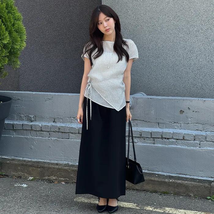 [주미니 Pick] Summer wool long skirt [TISU06SK03]_Black