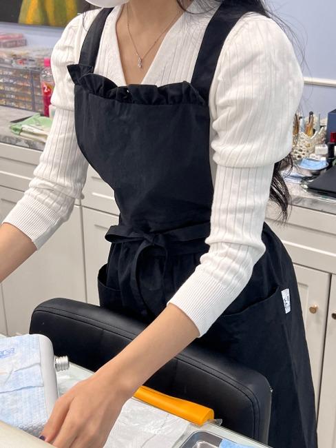 [당일발송] 2way autumn black frill 100% waterproof neutral apron