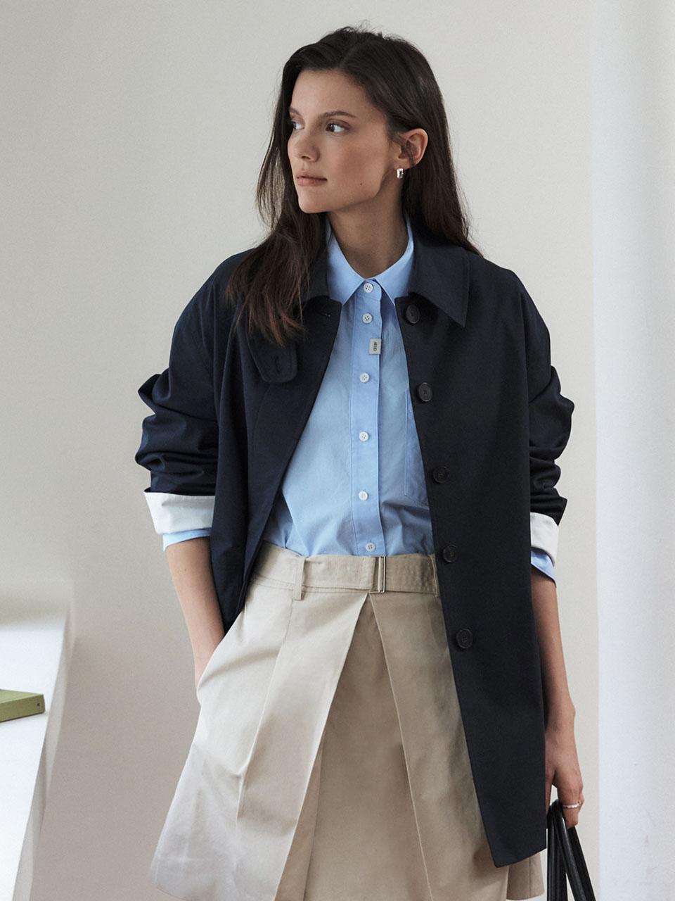 하프 트렌치 코트_NAVY