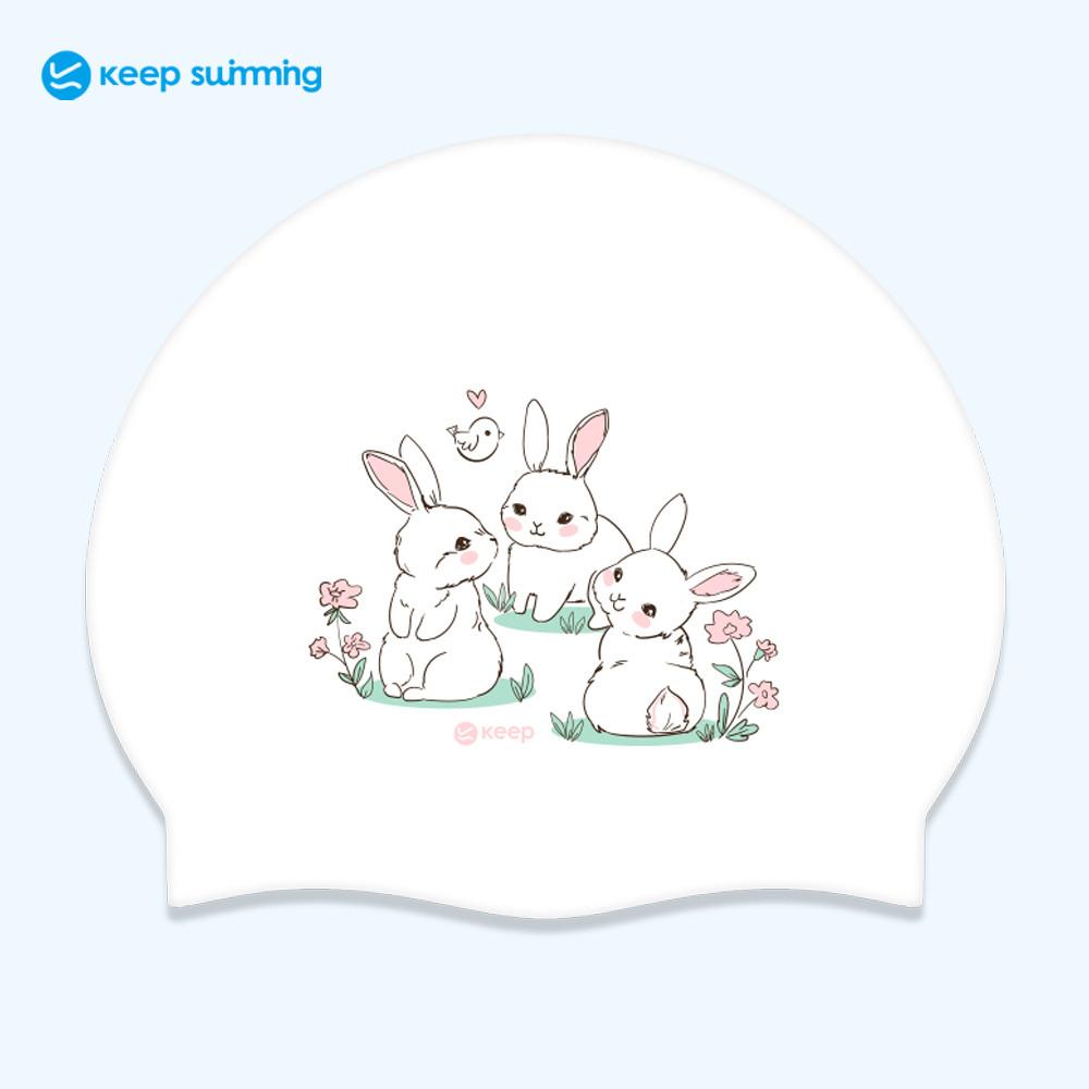 버니버니 토끼수모 실리콘수영모자 컴포트캡 화이트 토끼 러블리 귀여운