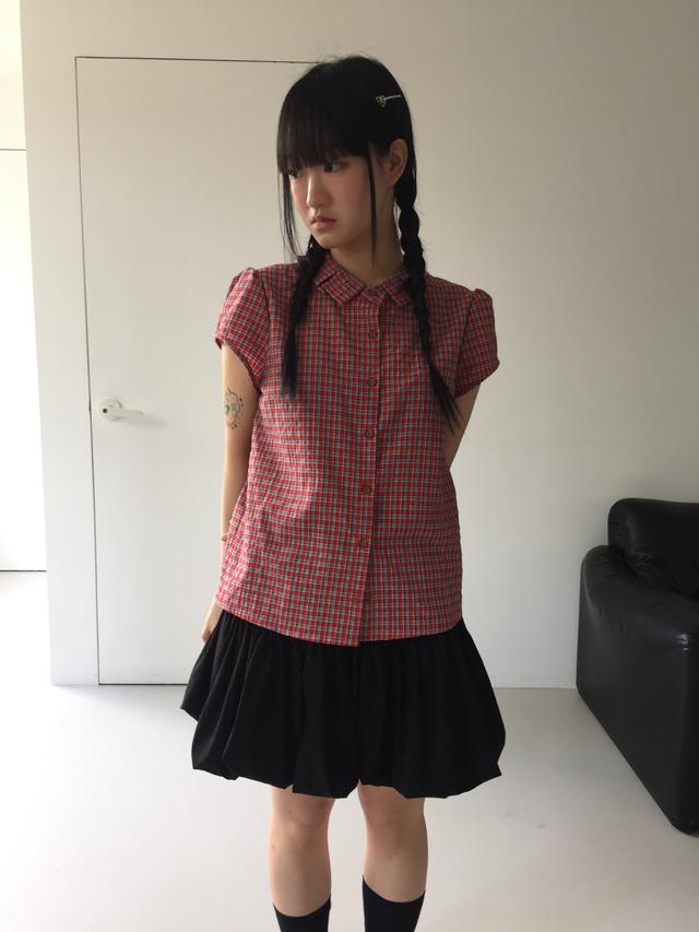 check seersucker blouse (2c)