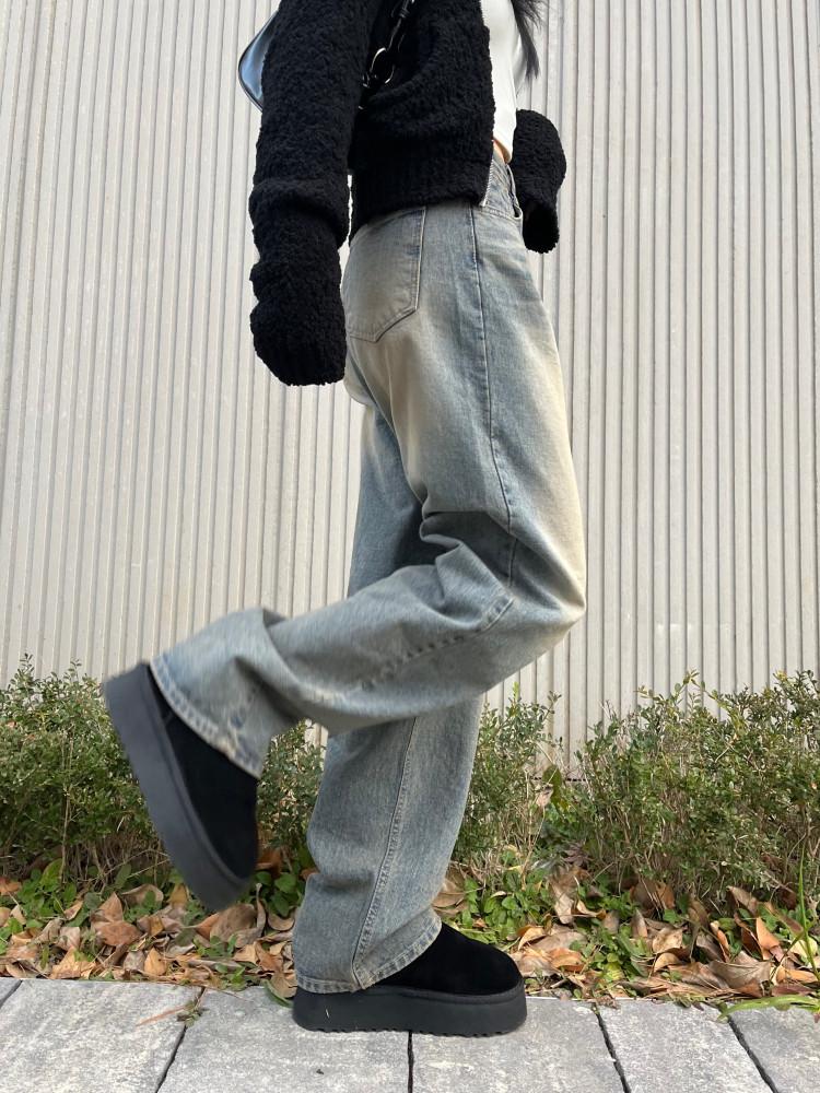 [타임라인서울] 워싱 루즈 와이드 데님 팬츠