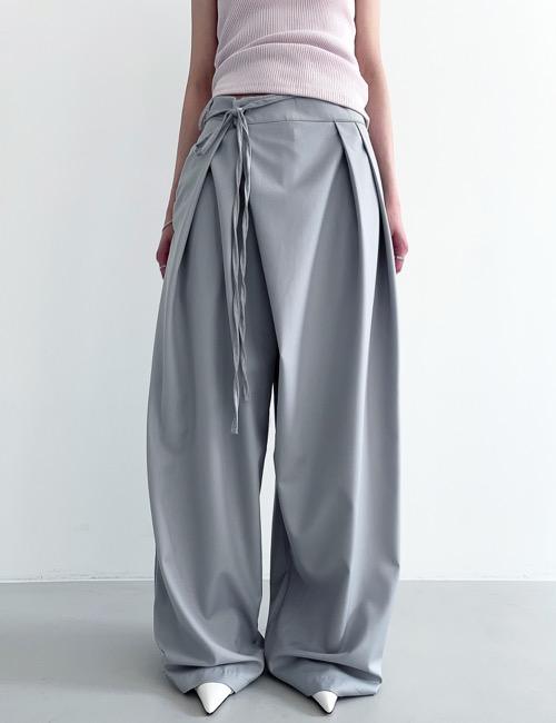 two-button maxi wrap slacks / gray