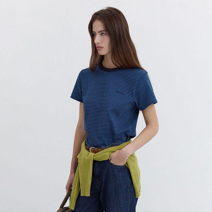 ESSENTIAL STRIPE LOGO T-SHIRT BLUE NAVY STRIPE_UDTS5B232B2