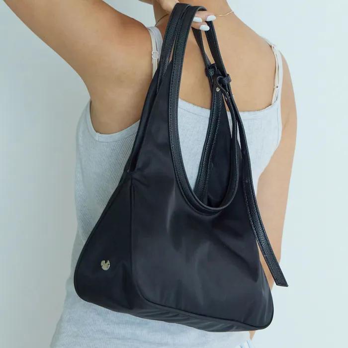 NYLON TWO HANDLE BAGUATTE BAG (BK)
