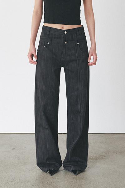 [5/3 예약 발송] DOUBLE WAIST PANTS - BLACK STRIPE