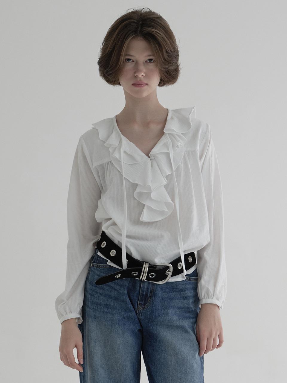 RUFFLE STRAP BLOUSE (WHITE)