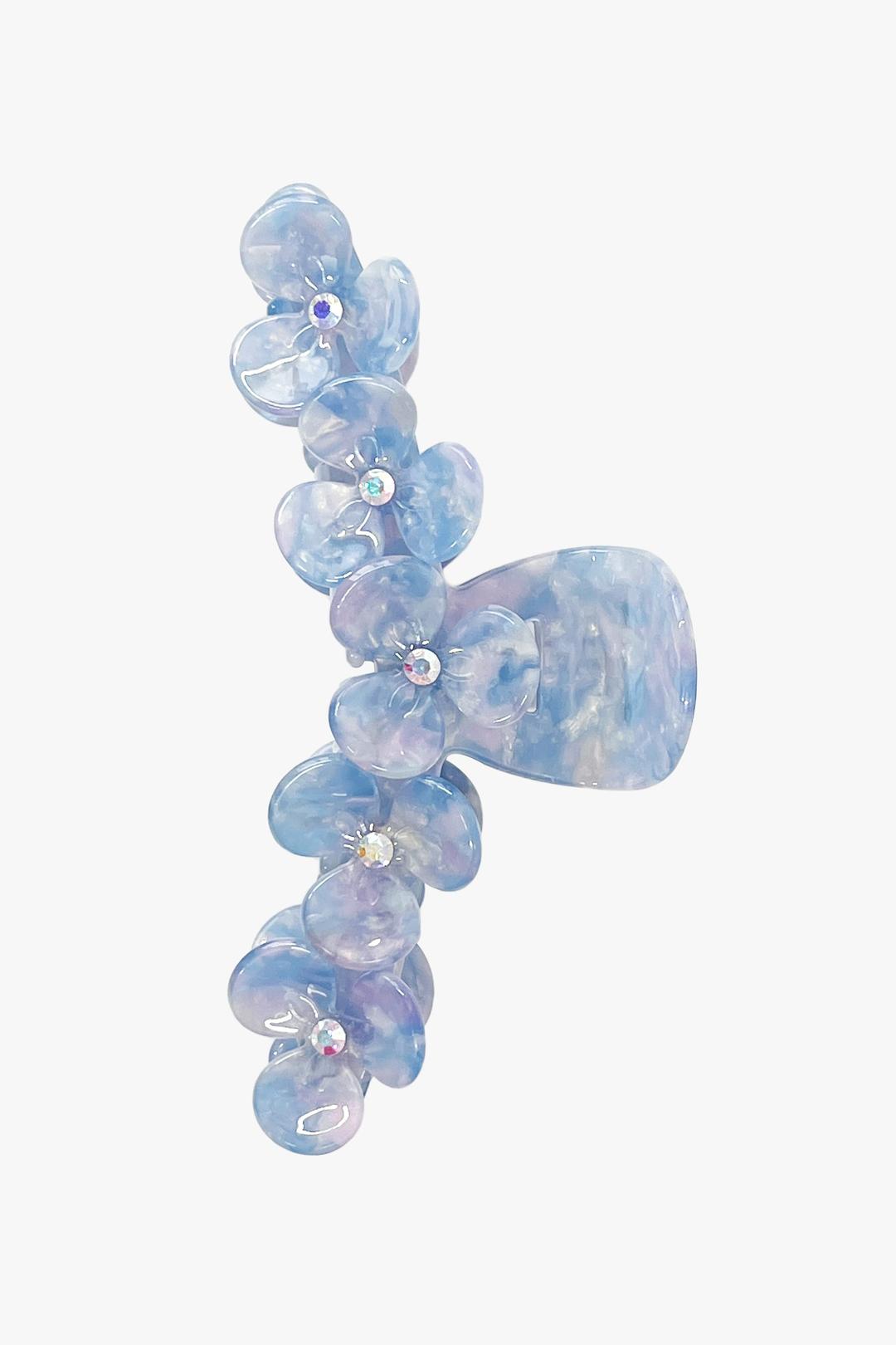 Gemstone Blossom Large Jaw Clip- Blue