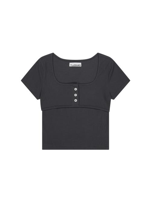 BUTTONED T-SHIRTS [CHARCOAL]