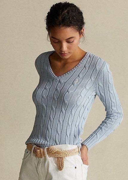 [역시즌세일] 폴로 랄프로렌 케이블 코튼 브이넥 니트 스웨터 [9컬러] - 백화점정품