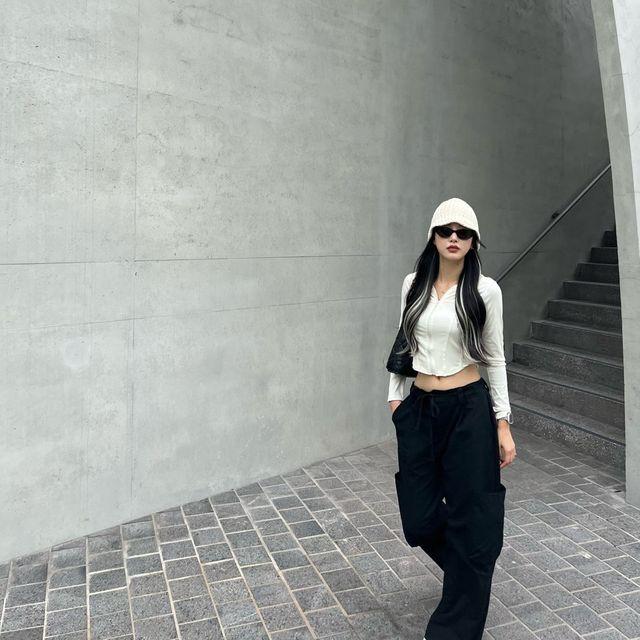 골지라인 크롭 후드집업
