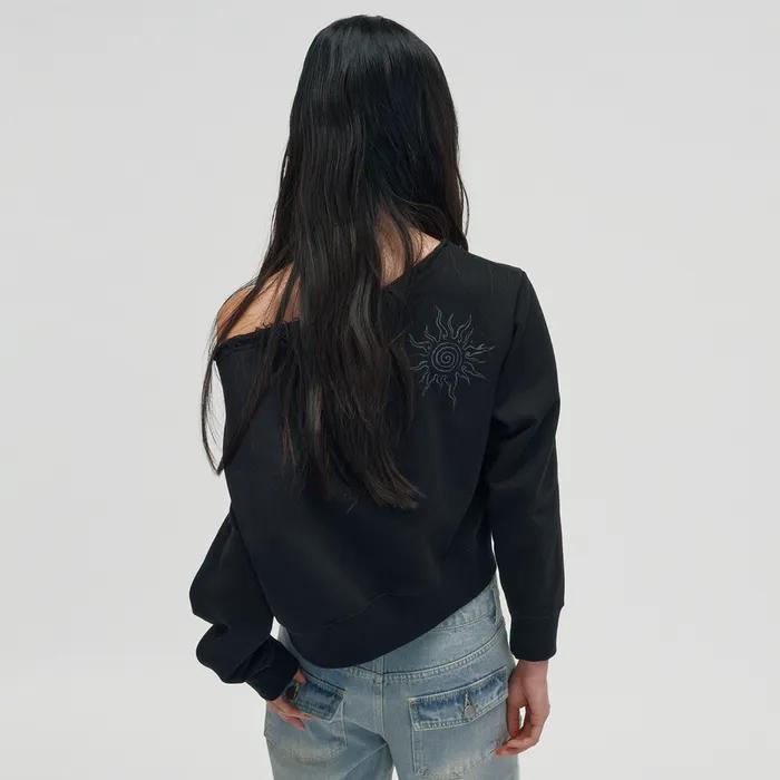 SUNNY ONE SHOULDER CREWNECK [BLACK]