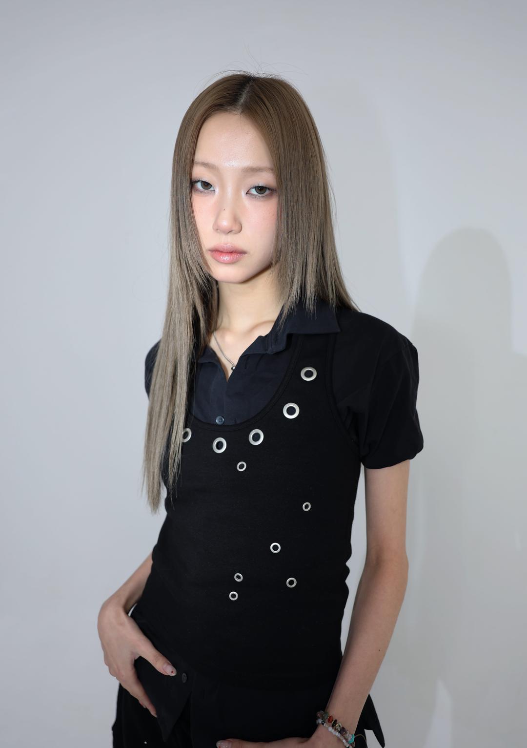 Eyelet halterneck sleeveless - Black - aldiyouu
