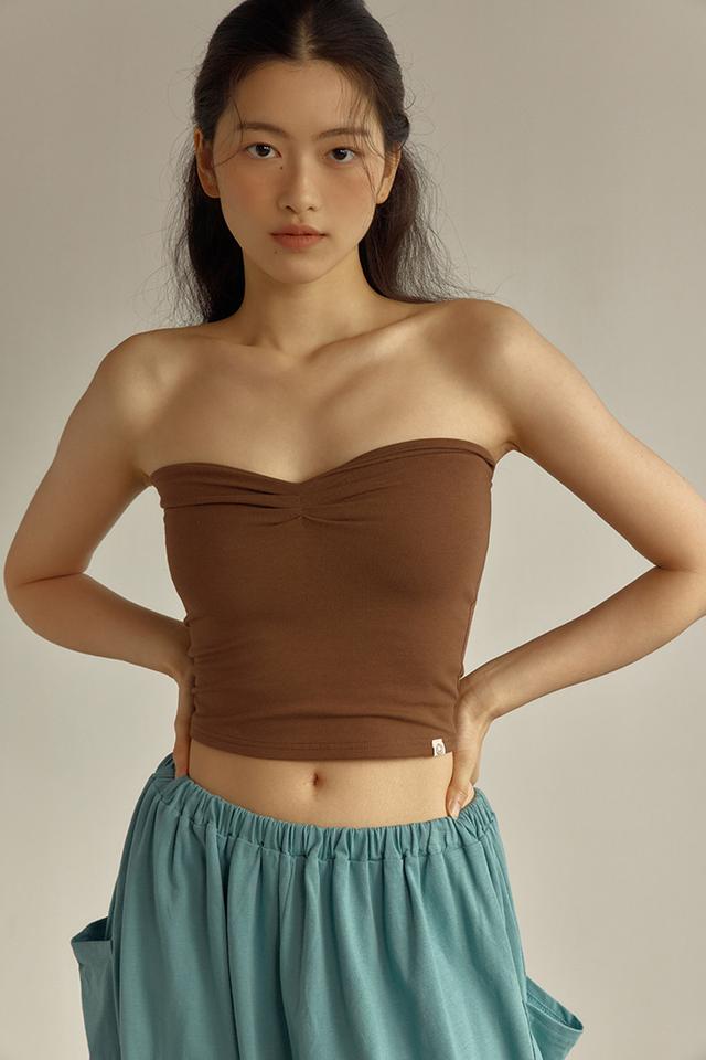 Pintuck Tube Top (Brown)