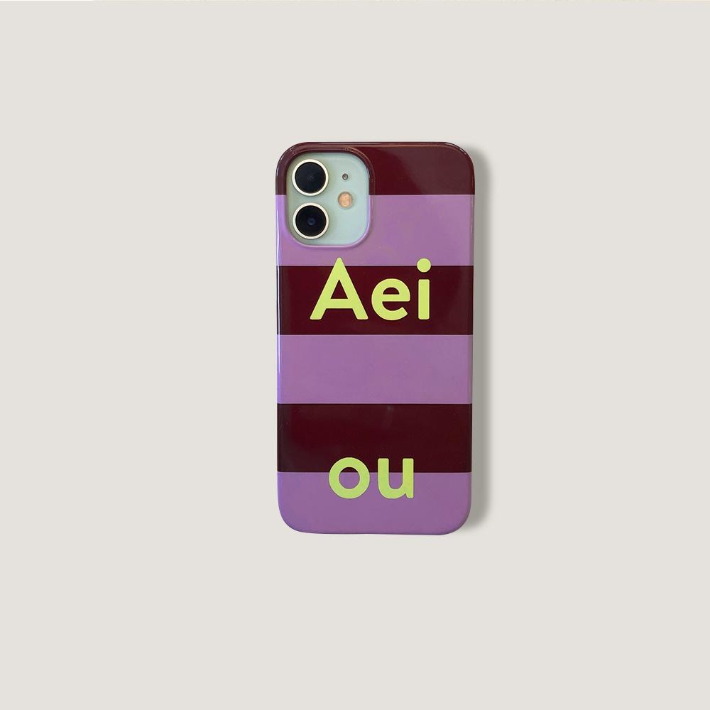 Aeiou Phone case Glossy Stripe Purple Grape Juice
