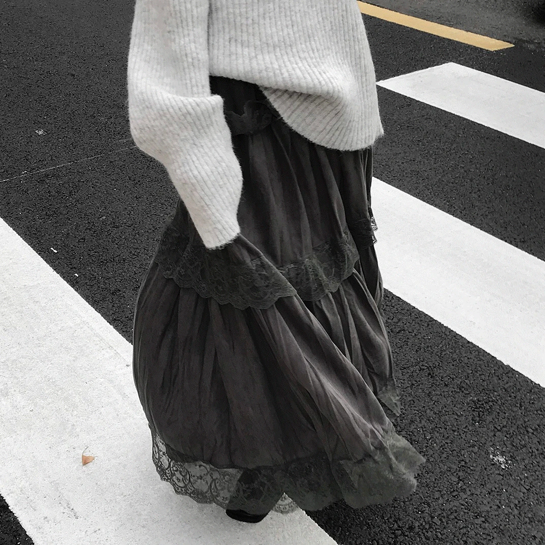 로맨틱플로우 레이스 롱스커트 - sk