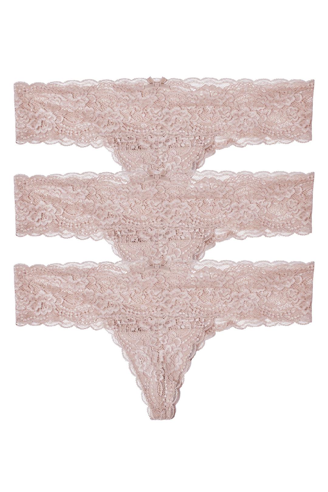 Obsessed Stretch Lace Thong 3-Pack - Cashmere/Cashmere/Cashmere / S
