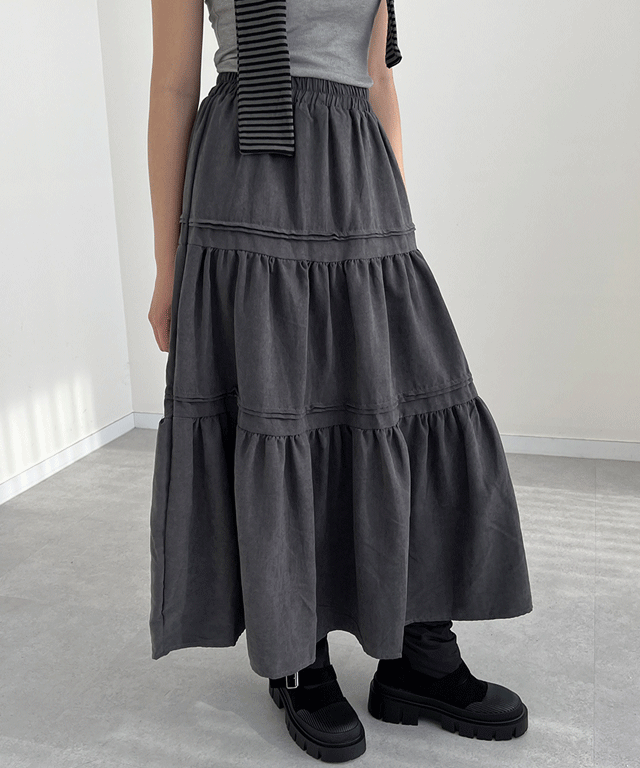 [캉캉치마/데일리룩🤎/오늘출발] 코비 스웨이드 캉캉 롱 스커트 (4color)