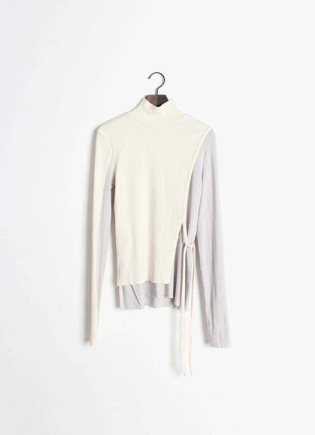MIX RIBBED LAYER TSHIRT / IVORY