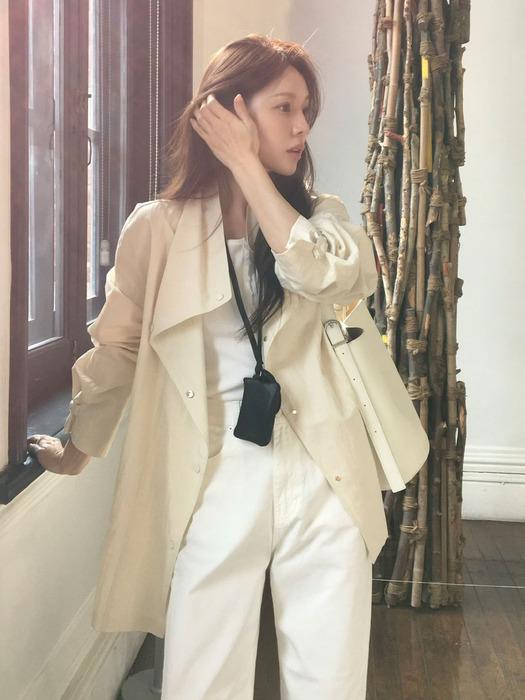 Light High-Neck Half Jacket[LMBFSPJK111]-Ivory