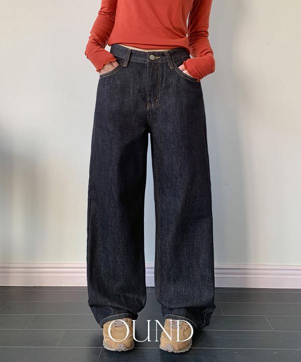 모어라운드 [단독] 🎬 [made/4size] 샐리 와이드 논페이드 생지 데님 팬츠 -3color (와이드팬츠/데님팬츠/생지데님/논페이드/겨울팬츠/겨울바지/S-XL)