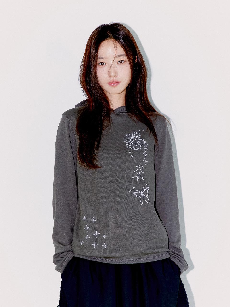 STARLIT FLOWER HOODIE, BROWN