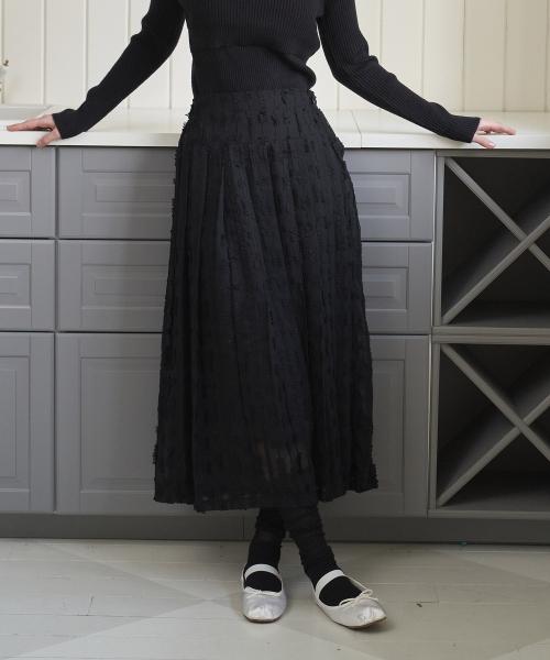 LACE PLEATS SKIRT_BK