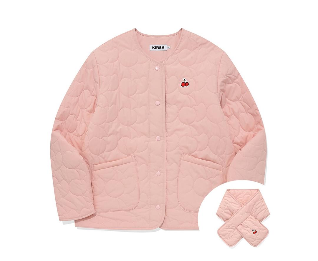 (홍은채 착용)체리 퀼팅 자켓 + 머플러 세트 [살몬]