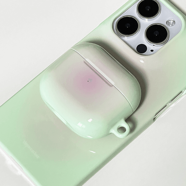 blush airpods hard case [pink+light green]