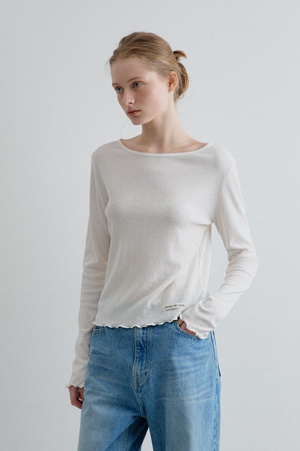 renee frill long sleeve top_white