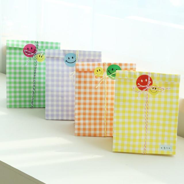 체크 구디백 4color [어린이집 유치원 생일 선물 답례품 포장 각대 페이퍼 봉투 백 용품]
