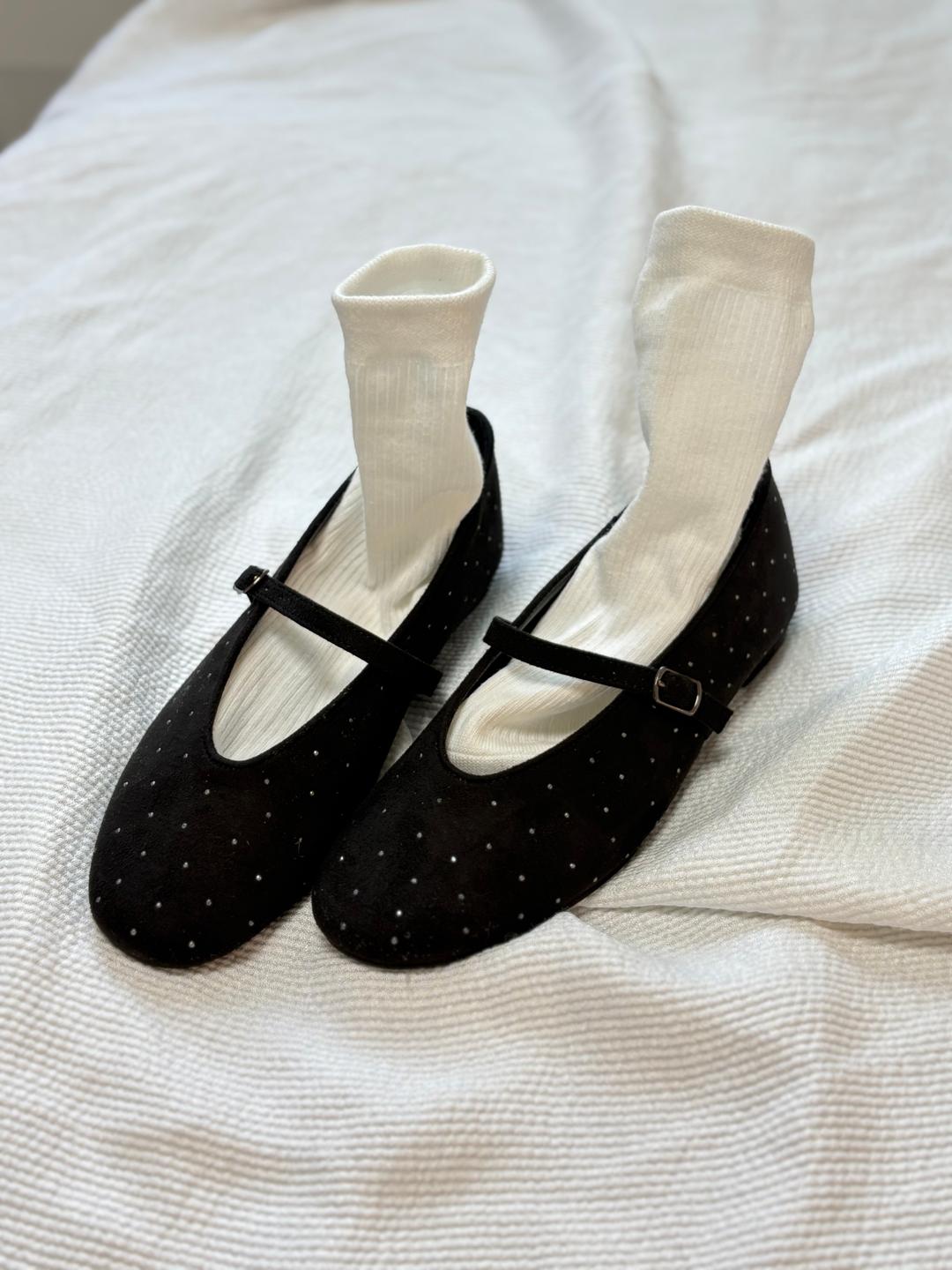 슈펜 [FW프리오더] 스웨이드 도트 메리제인 플랫 단화 (1cm) HPWWFFF913