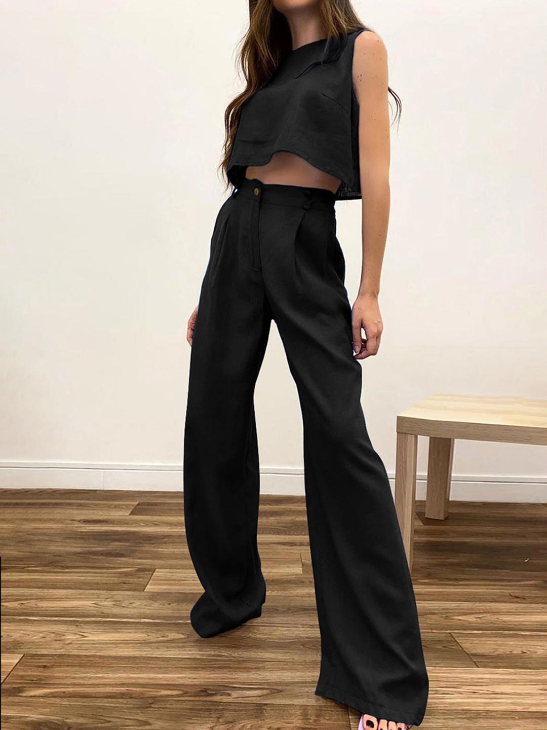 Boho Two Piece Pants Set - Black / XS