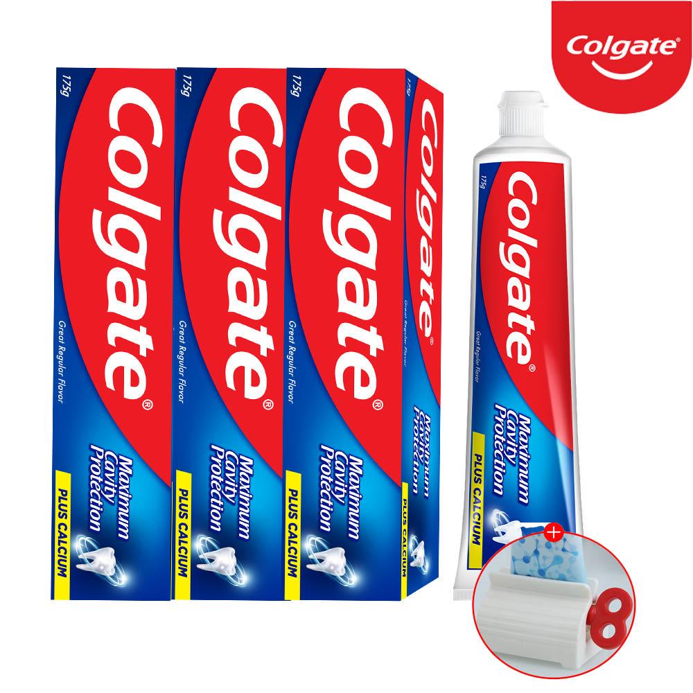 콜게이트 colgate 1450ppm 캐비티 레귤러 잇몸 시린이 충치 예방 고불소 불소 치약 175gx3개+치약짜개