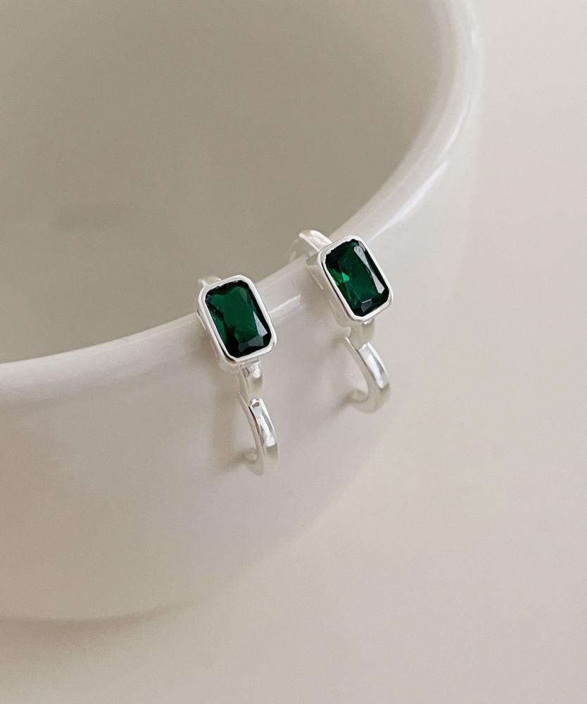 [소예피네/silver925] 벨르 스퀘어 원터치 링 귀걸이 (2color)