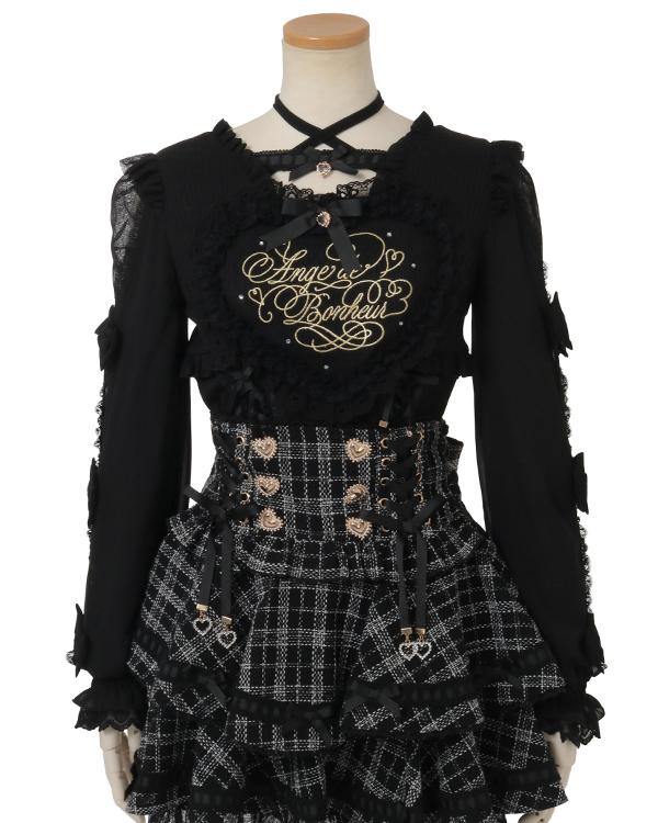 フリルハートリボンスリーブトップス